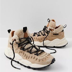 Free People Cream and Tan Sneakers with Cushioned Midsole